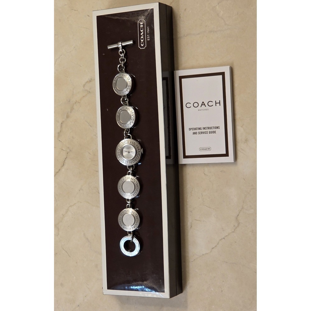 Rare Vintage Coach Watch‎ Coin Bracelet Toggle Clasp 7.5" Excellent Condition